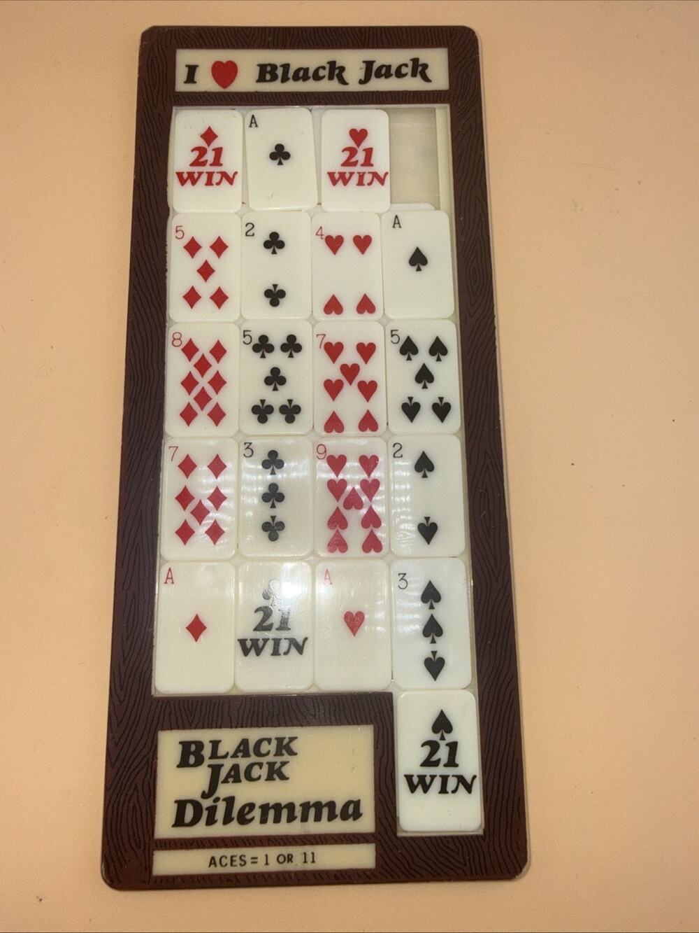 Vtg 1984 Black Jack Dilemma Slide Puzzle I Love Black Jack Hong Kong Collectible